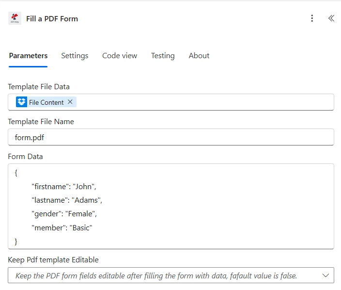 Compila un modulo PDF Power Automate